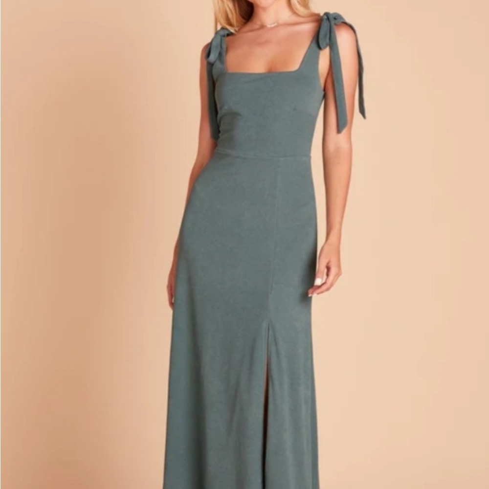 BIRDY GREY Womens Size M Sea Glass Square Neck Alex Bridesmaid Crepe Maxi Dress